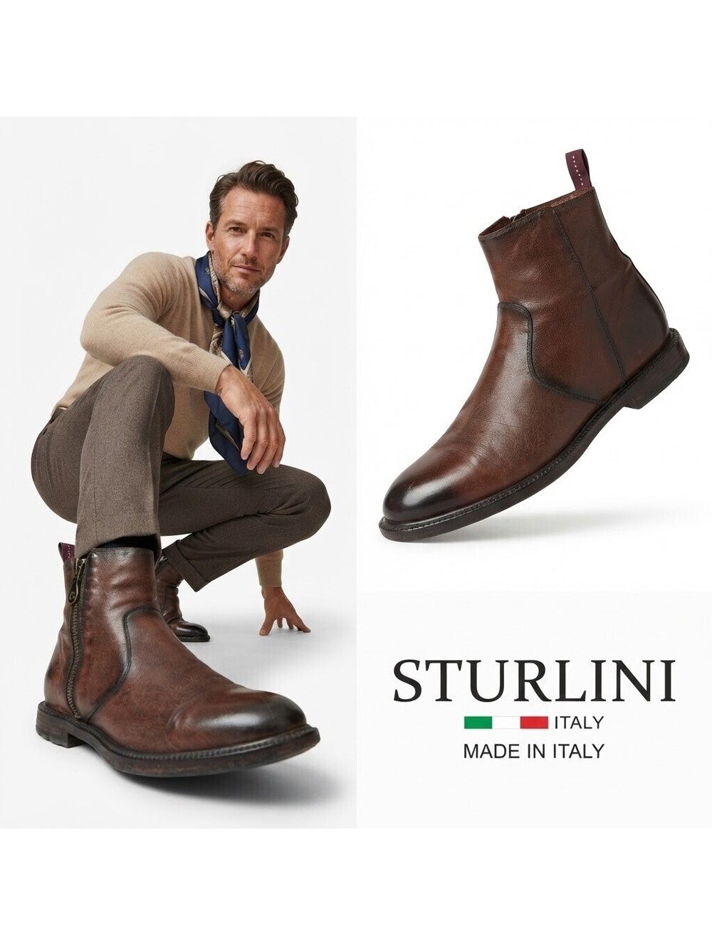 Sturlini Firenze Men Ankle Boots Italy | Brown US 10 / EU 43